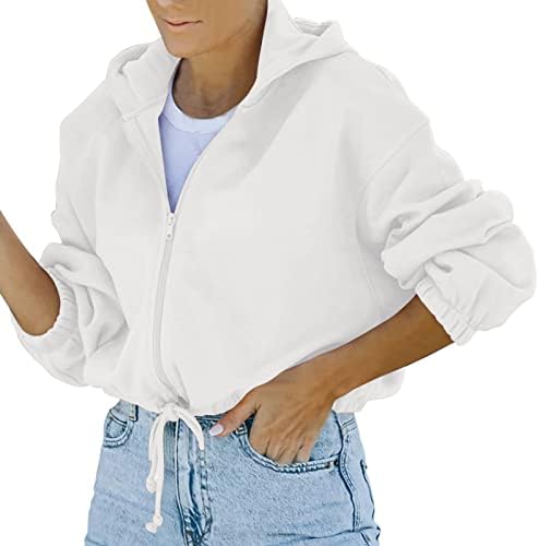 Tuduoms ženska casual zip up hoodie dugih rukava s dugim rukavima Slatka kultura vrhunska jakna za crtanje