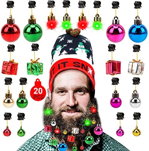 Konsait 20pcs BEARD URENTI Božićno svjetlo kose za lica Baubes Jingle zvona brade brade bradave žarulje