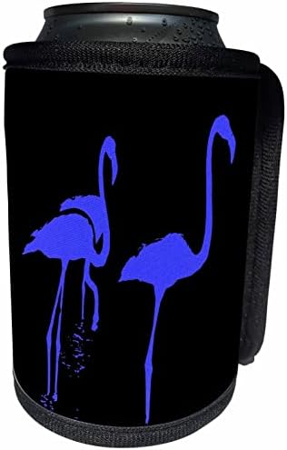 3drose minimalistička tri flamingos plava silueta na crnoj boji - Can Cool boca