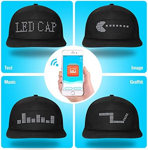 Livode LED kape, LED kape Poruka ekrana Bluetooth Edisitive Cool Hat za zabavu