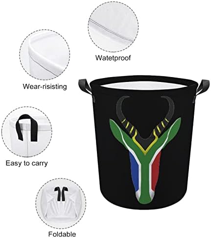 Južnoafrička Zastava Sprinbok korpa za veš korpa torba za veš torba za odlaganje kante za pranje sklopiva visoka sa ručkama