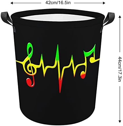 Reggae muzika Pulse Heartbeat sklopiva korpa za veš korpa za veš sa ručkama kanta za pranje prljava torba