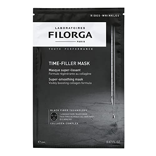 Filorga time-Filler Super maska za zaglađivanje lica, Maska natopljena serumom za obnavljanje kolagena i polisaharida za vidljivo Glatkiju kožu za 15 minuta, hidratantni tretman lica, .67 fl. oz.