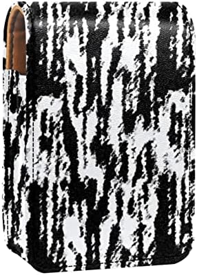ORYUEKAN Mini torba za šminkanje sa ogledalom, torbica za kvačilo od umjetne kože, apstraktna Zebra Print crno bijela moderna