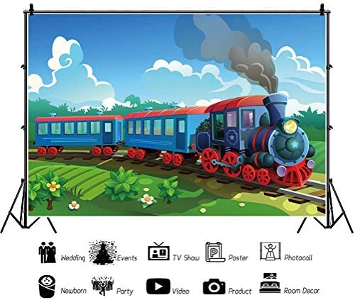 Baocicco 10x8ft Cartoon parna lokomotiva pozadina Cartoon voz Rođendanska zabava za male dječake dekoracija