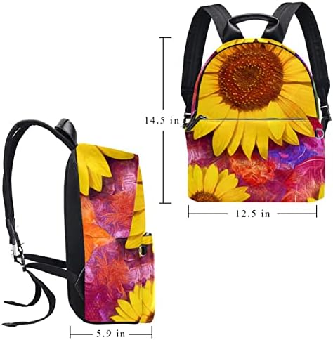 Tbouobt kožni ruksak za putovanja Lagani laptop casual ruksak za žene muškarci, suncokret u boji Doodle