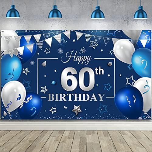 Happy Birthday Party Dekoracije mornarsko plava i srebrna Rođendanska fotografija pozadina Banner Birthday