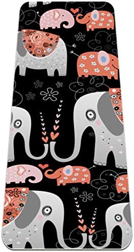 Siebzeh Boho Elephant Floral Print Premium Thick Yoga Mat Eco Friendly Rubber Health & amp; fitnes Non Slip