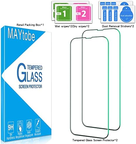 Maytobe 2 paket zaštitnik ekrana dizajniran za iPhone 13, iPhone 13 Pro kaljeno staklo, futrola, bez mjehurića,