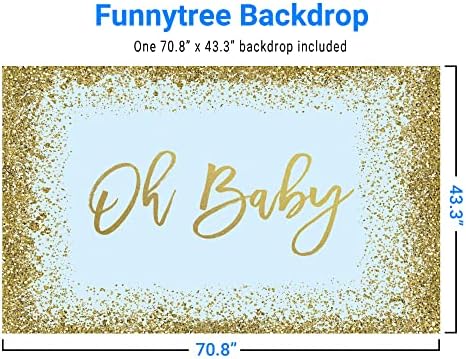 Funnytree Oh baby party Backdrop plava i Zlatna Baby Shower Boy Banner dekoracija zaliha favorizuje svoju