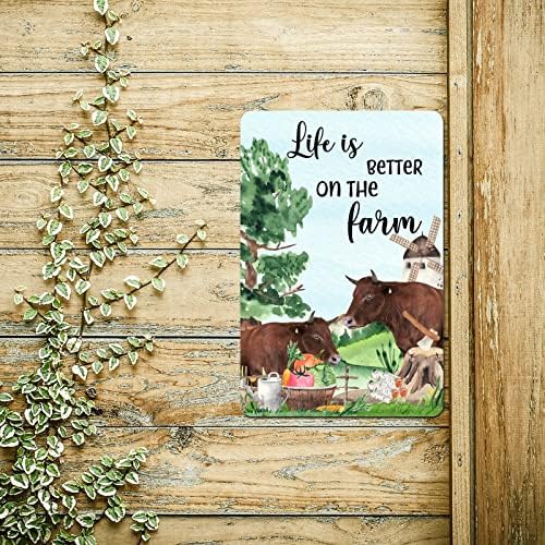 Retro metal znak Carch ranč crtani akvarelni limenci Život je bolji na potpisu Farm Street Retro ona šupa potpisuje 8 × 12 inča metalna zidna umjetnička seoska kuća trijem za spavaću sobu