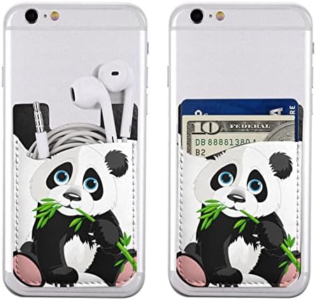 Slatka držač kartice Panda Telefon, PU kožna samoljepljiva ID kreditne kartice za 2,4x3,5 inčni pametni telefon natrag