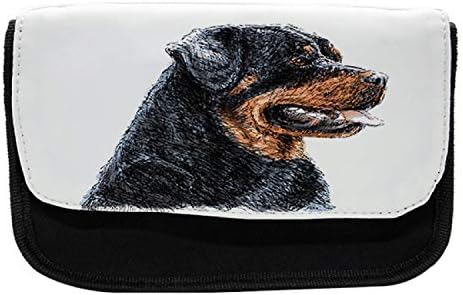 Lunable Rottweiler futrola za olovku, špenat u umjetnosti štene, olovka tkanina s dvostrukim zatvaračem, 8,5 x 5,5, crni đumbir