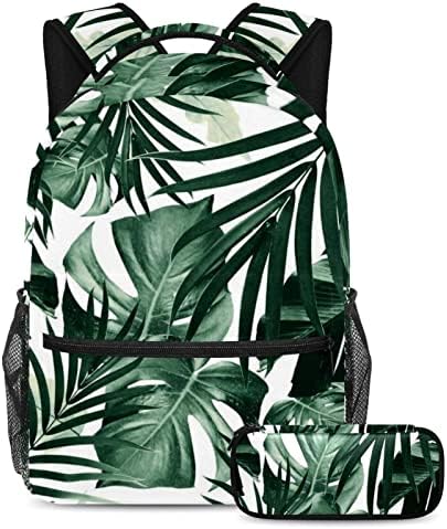 Tbouobt putnički ruksak set lagani laptop casual ruksak za žene muškarci, tropska džungla listovi uzorak