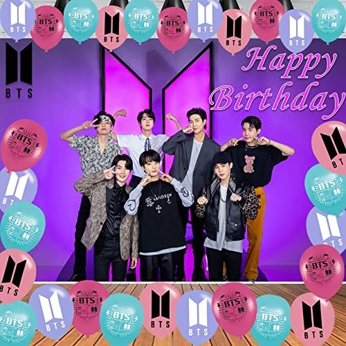 BTS dekoracija za rođendanske zabave, BTS Bangtan Boys Party Photo Backdrop 5 x 3 FT i 24 kom BTS balon,