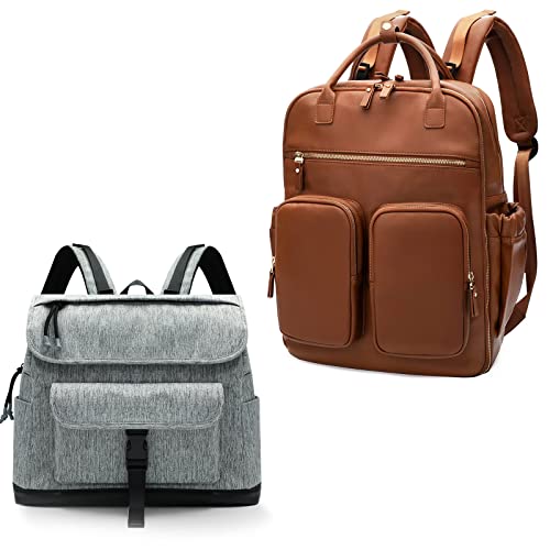 Momenside kožni ruksak ruksak ruksak sa 18 džepova za mama tata, putničku torbu za bebe za dječake, 4 izolirane