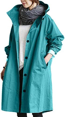 Žene plus veličina dugulja prema dolje dugim kaputima za rovove casual sa kapuljačom otvorena prednja lagana kišna jakna s džepovima