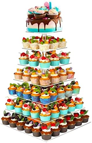 Blbyho 7 tier Cupcake stalak za 100 cupcake, tortu i držač za desertne torte, čisti akrilni cupcake riser, veliki zaslon za slastičarnu za rođendanske zabave za vjenčanje