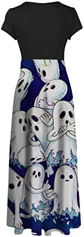 Nokmopo mini haljine za žene Ljetni modni ležerni Halloween Print okrugli vrat kratkih rukava duge haljine