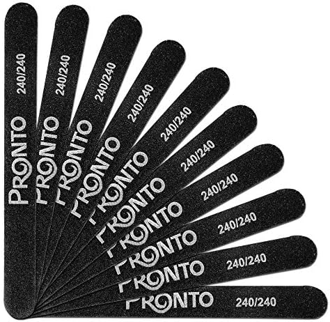 Pronto Profesionalne datoteke za nokte za salon za nokte - crna dvostrana 240/240 grit za manikuru i pedikuru