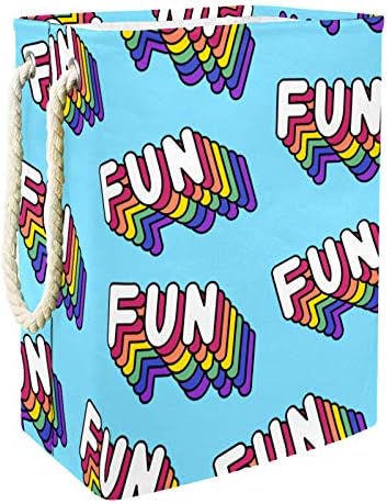 Korpa za veš Funny Rainbow šareni zabavni uzorak sklopiva platnena korpa za odlaganje veša sa ručkama odvojivi