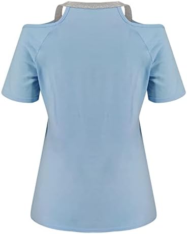Ženska kompresijska majica ženski ljetni V izrez sa ramena Print kratka rukava majica Top bluza posao