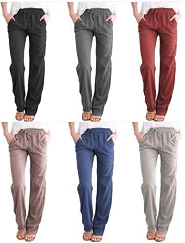 Andongnywell ženske elastične posteljine duge hlače Palazzo posteljina casual pantalona Oceanside Pant sa