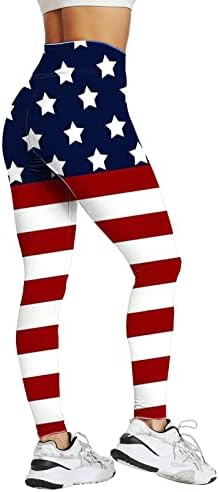 4. jula tajice visokog struka za žene sa američkom zastavom Yoga helanke za trčanje Ultra meke brušene rastezljive