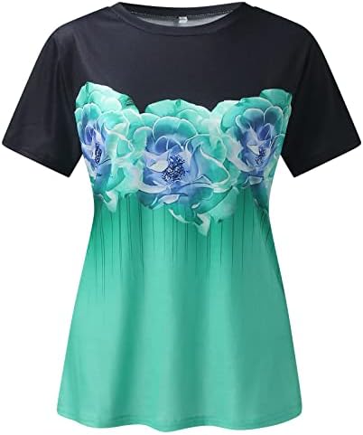 Košulje za vježbanje za žene Flora grafički kratki rukav Tee vrhovi bluza posada Clear Cute Work Ljetni