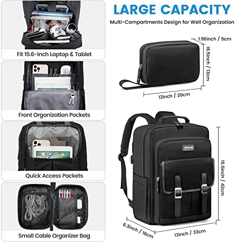 Lovevook vintage laptop ruksačka torbica za žene i muškarce, 15,6 inčna radio-torba za laptop sa USB portom,