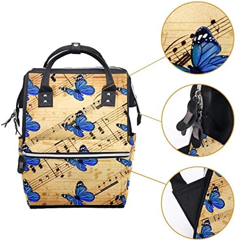 Guerotkr putni ruksak, ruksak za torbu pelena, ruksak pelena, retro leptir muzičke note