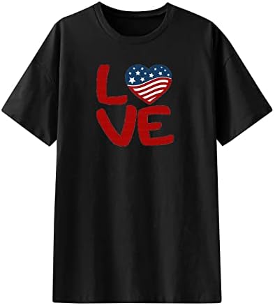 Ženske ljetne vrhove i bluze Američka zastava Love majica kratkih rukava 4. jula Patriotski ženski tunički
