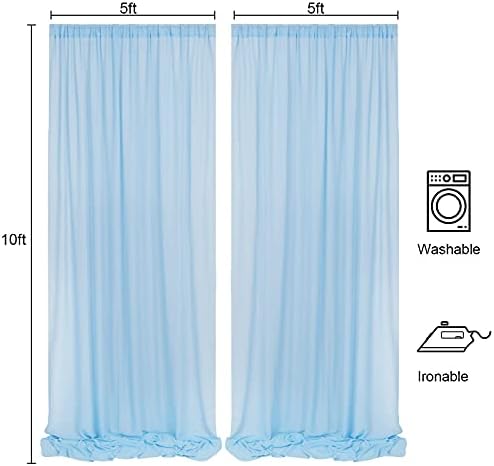 WENMER 5 x 10ft plava šifonska pozadina za vjenčanje, 2 ploče zavjese za vjenčanje luk zavjese od tkanine