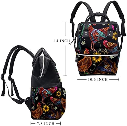 Guerotkr putnički ruksak, ruksak za torbu pelena, ruksak pelena, bešavni šareni cvjetni pileći retro uzorak