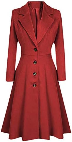 IYYVV WOMENS zimski rever dugme dugačak kaput jaknu kaput Oprema dlakava haljina gornja odjeća