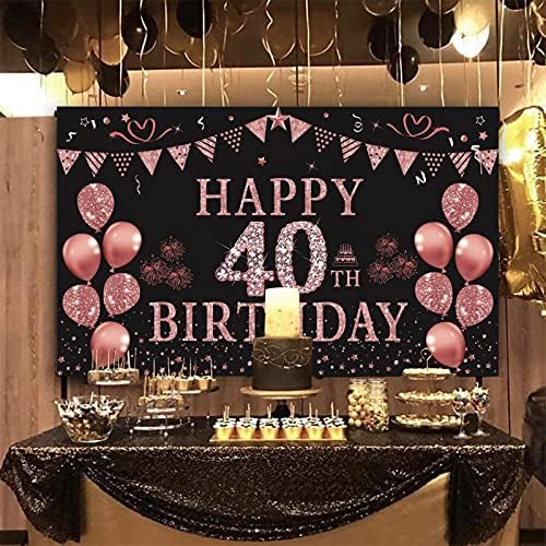 Trgowaul 40. rođendan dekoracije Banner žene, Rose Gold Happy 40. bday dekoracije za žene, 40 i Fabulous