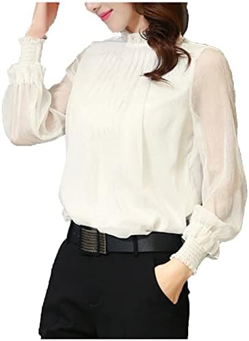 Obrezana cijev Bandeau Top Bustier majica Žene s dugim rukavima Chiffon Crewneck Brod izrez mrežice MESH