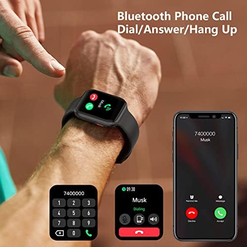 BRIBEJAT BT4 Smart Watch za muškarce Žene Kompatibilne s Samsung IPHONE Android telefonima Voice Assistant, SpO2 Real-Tvrd monitor srca i monitor za spavanje, Crna