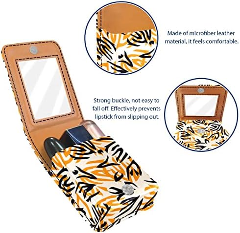 ORYUEKAN Mini torba za šminkanje sa ogledalom, torbica za kvačilo od umjetne kože, Retro Tiger uzorak