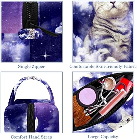 Toaletna torba, putna kozmetička torba za žene za žene muškarci, Galaxy Cat Moon Universe Starry Sky Mliječni