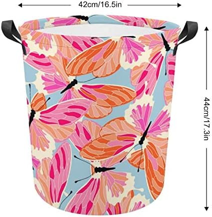 Butterfly Pattern Pink velika korpa za veš korpa torbe sklopive opruge Art vodootporna torba za veš kanta