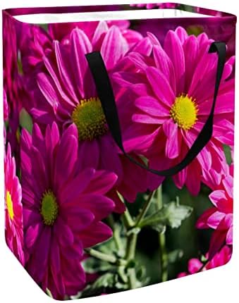 Pink Daisy Flower Print sklopiva korpa za veš, 60L vodootporne korpe za veš kante za veš igračke za odlaganje