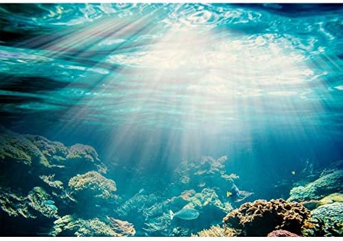 Leowefowa 5x3ft Vinilna pozadina za fotografiju akvarijum pod vodom sunčeve svetlosti ribe korale pozadina